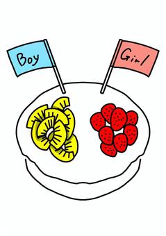 パインと苺のジェンダーリビールケーキ パイン,苺,ジェンダーリビールケーキ,ボーイ,ガールのイラスト素材