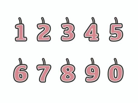 数字（キャンドル風）04 数字,ナンバー,番号,キャンドル,ピンク,縁,セット,アイコンのイラスト素材