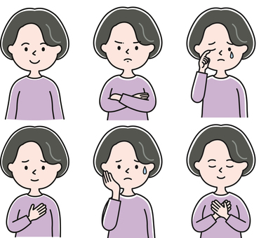 MIX01 上半身 女性_影 GBW MIX01 上半身 女性_影 GBW 女性,ミセス,笑う,笑顔,怒る,叱る,泣く,悲しい,安心,安堵のイラスト素材