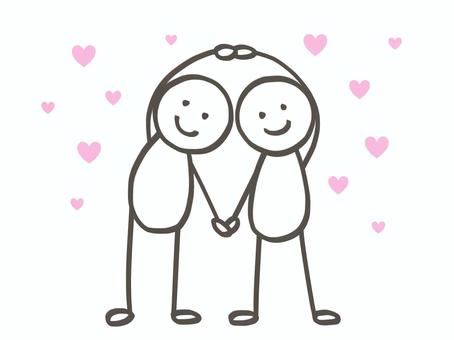 棒人間　ラブラブな2人 棒人間,人,2人,カップル,彼氏,彼女,付き合う,夫婦,家族,友達のイラスト素材