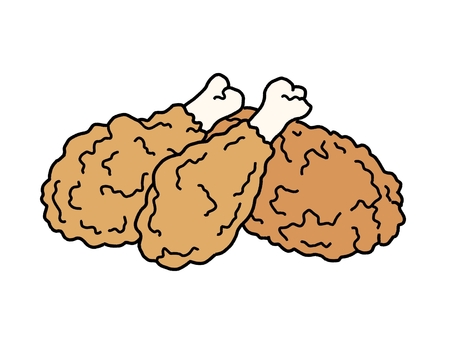 唐揚げ 唐揚げ,食べ物,料理,肉,シンプル,線画,手描きのイラスト素材