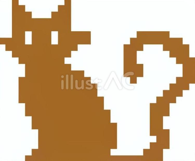 ドット絵の茶猫の影です。 ドット絵,猫,シンプルのイラスト素材