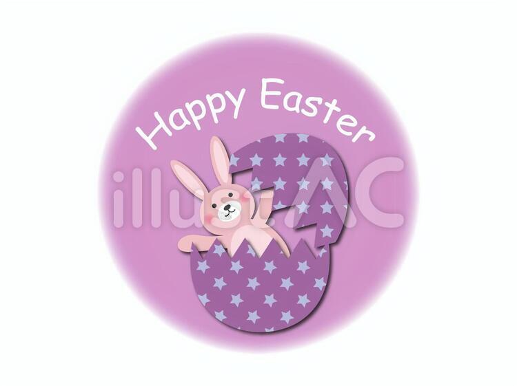  Happy Easter イースター,うさぎ,卵のイラスト素材