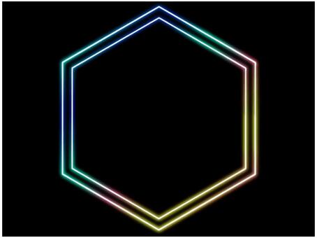 六角形フレ−ム　ネオン　パステル　二重 六角形,二重,フレ−ム,ポストカード,メッセージカード,飾り枠,あしらい,ネオン,グラデーション,パステルカラーのイラスト素材
