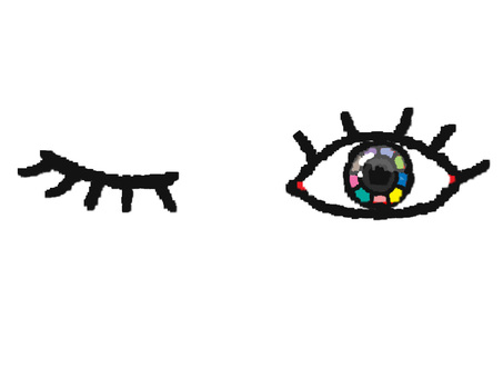 不思議な目 目,不思議,カラフル,ウインク,pop調,手描き,挿絵,ワンポイント,素材,商用可のイラスト素材