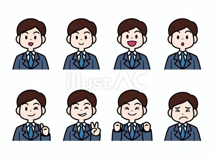スーツの男性の表情ちがいのセット スーツ,男性,表情のイラスト素材
