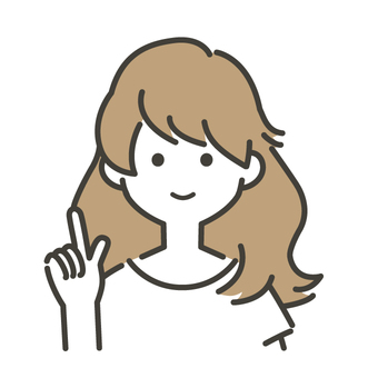 指さしをするシンプルな女性