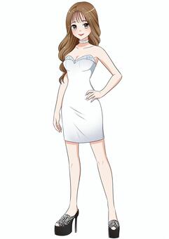 キャバクラ嬢（白） キャバ嬢,アゲ嬢,お水,キャバクラ,スナック,クラブ,パブ,ホステス,ナイトワーク,夜職のイラスト素材