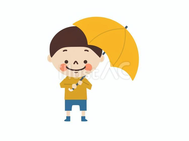 傘をさすかわいい男の子 傘,さす,男の子のイラスト素材
