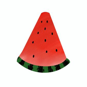 スイカ　小 スイカ,夏,野菜,瓜,赤,緑,黒,7月,8月,手描きのイラスト素材