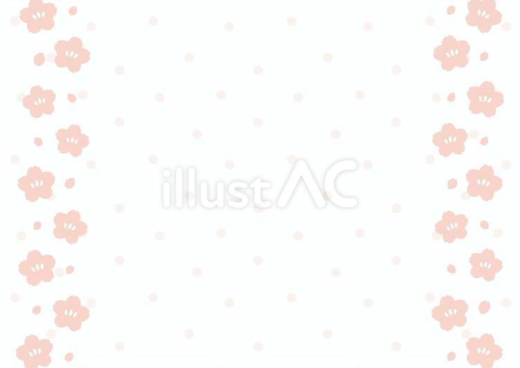 桜の花の春フレームと水玉模様の背景素材3 春,卒業,桜のイラスト素材