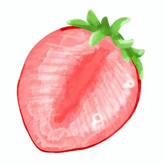 水彩画の苺の断面 水彩画,いちご,断面,果物,食べ物,フレッシュ,美味しい,おしゃれ,ビタミン,甘いのイラスト素材