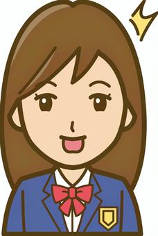 女子学生01_驚きアイコン 女性,女子,女の子,女,学生,アイコン,女子学生,生徒,中学生,高校生のイラスト素材