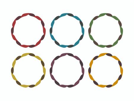 リボンのフレーム（ねじれ・円）6色01 リボン,フレーム,枠,ねじれ,円,マーク,シンプル,セットのイラスト素材
