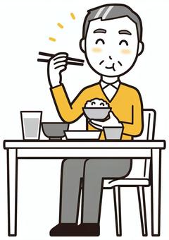 ニット中年男性(黄)-385-全身  ニット中年男性(黄)-385-全身 おいしい,おじさん,男性,中年,お父さん,パパ,シニア,ミドルエイジ,人物,かわいいのイラスト素材