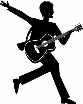 ミュージシャン ギター,演奏,音楽,ミュージシャン,ノリノリ,ライブ,ショー,男性,シルエットのイラスト素材