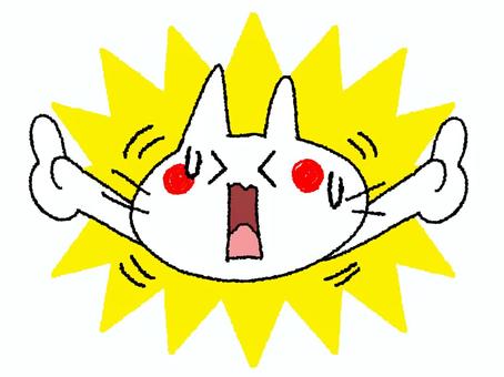 焦る猫 猫,焦る,驚く,汗,指差し,勢い,爆発,衝撃,pop調,手描きのイラスト素材