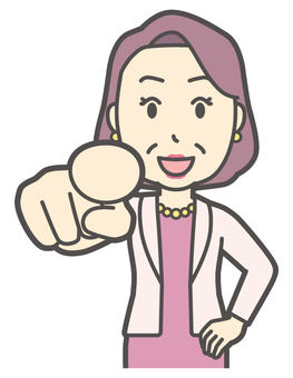  お金持ちマダム-235-バスト 指さす,笑顔,おばさん,中年,女性,富裕層,マダム,裕福,お金持ち,ミセスのイラスト素材