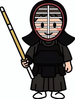 剣道の黒の男の子です。 剣道,シンプル,スポーツ,部活,クラブ,サークル,武道,和風,面,胴着のイラスト素材