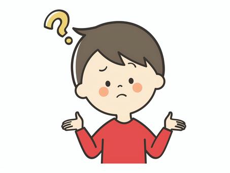 疑問に思う男の子 わからない,疑問,謎,はてな,迷う,男の子,子供,男子,男児,少年のイラスト素材
