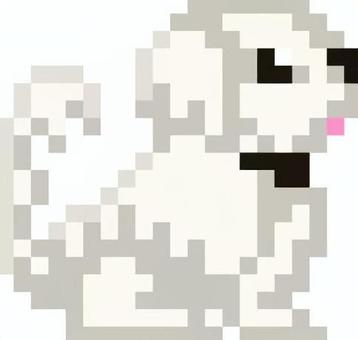 ドット絵の白のシーズーです。 ドット絵,シーズー,シンプル,犬,小型,長毛,ペット,モフモフ,室内飼育,お座りのイラスト素材