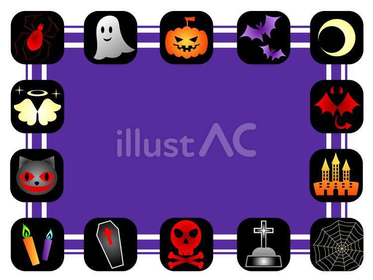 ハロウィンアイテムのフレーム（紫②） ハロウィン,アイテム,イベントのイラスト素材