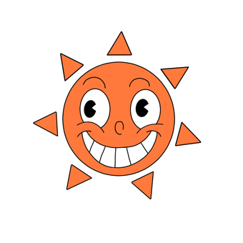 スマイル太陽 デフォルメ,太陽,天気,気候,晴れ,笑顔のイラスト素材