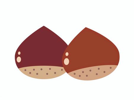 二つの栗 栗,マロン,栗拾い,秋の味覚,実,シンプル,食材のイラスト素材