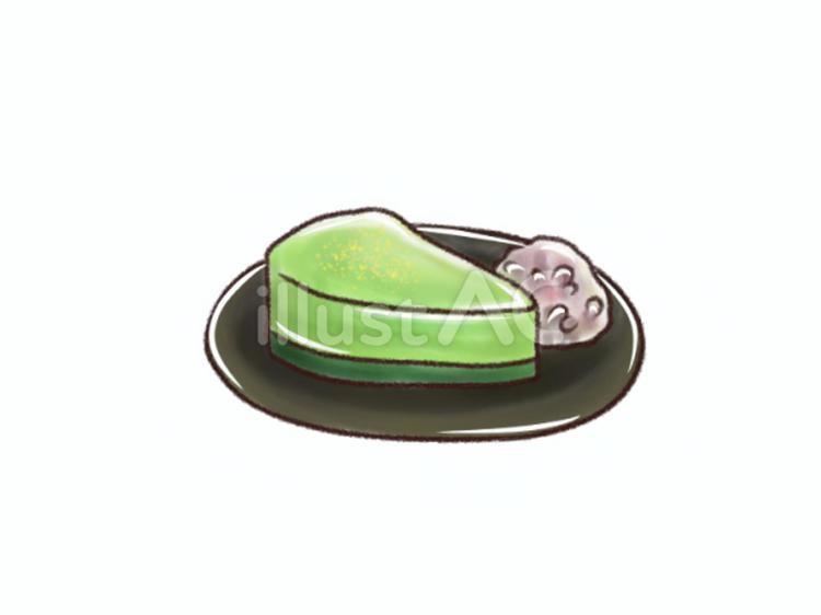 抹茶のケーキとあんこのトッピング 抹茶ケーキ,ケーキ,抹茶のイラスト素材