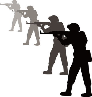 ライフル特殊部隊 ライフル,軍,特殊部隊,ミッション,銃,狙う,複数,突入,男性,シルエットのイラスト素材