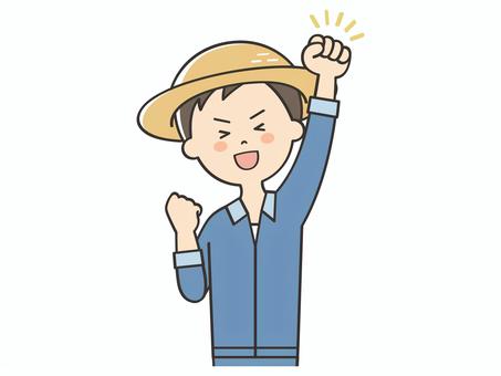 元気いっぱいな農家の男性 元気いっぱいな農家の男性 やる気,頑張る,元気,頑張ろう,頑張れ,応援,ガッツポーズ,向上心,ファイト,挑戦のイラスト素材