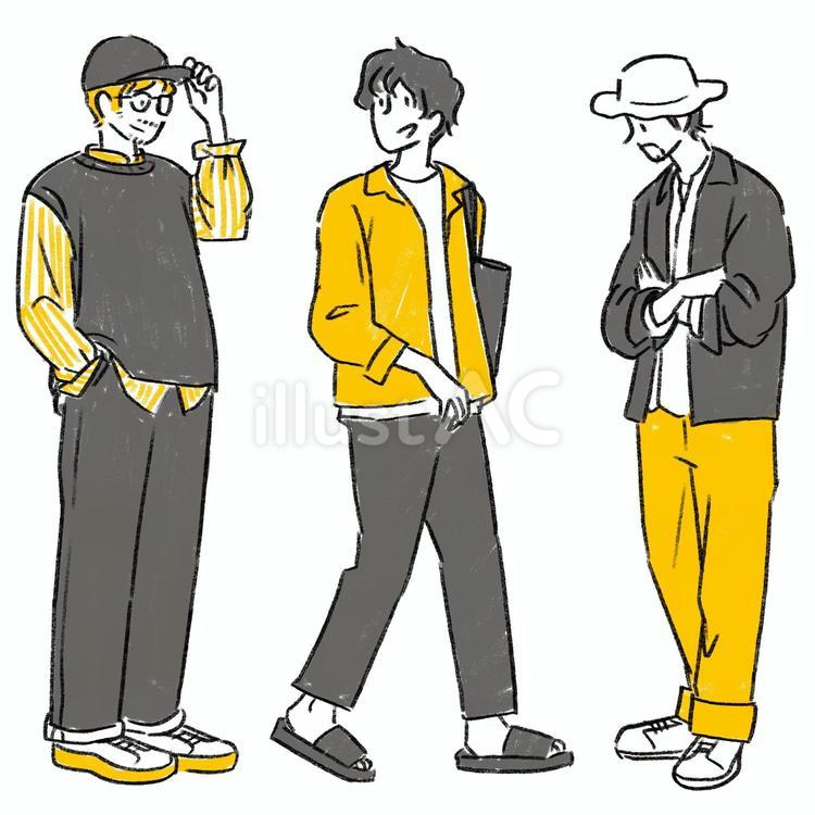 春のファッションの男性 男性,人物,20代のイラスト素材