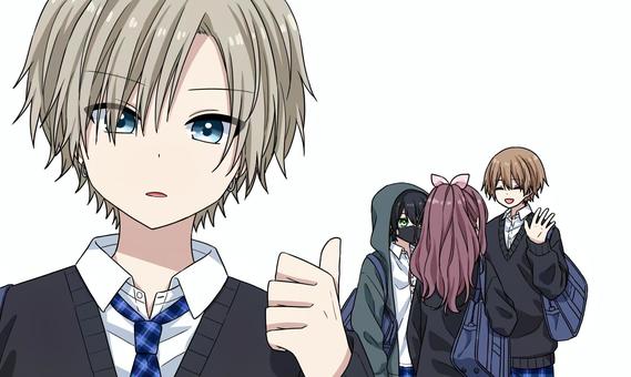 男の子・女の子 人物,男の子,女の子,キャラクター,高校生,制服,かっこいい,かわいい,アニメ絵,萌え系のイラスト素材
