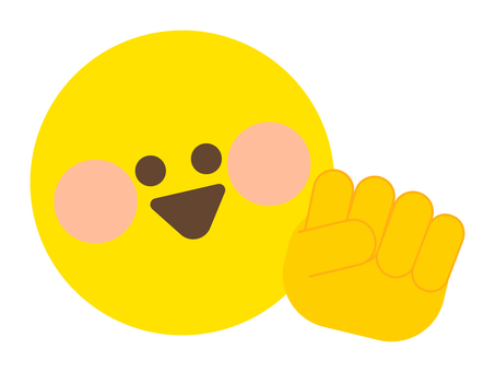 にこちゃん（グー） スマイル,黄色,表情,絵文字,アイコン,手,グー,じゃんけんのイラスト素材