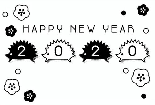 Black and white 2020 childhood casual New Year's card, , JPG