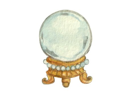 【水彩】水晶玉 水晶,水晶玉,クリスタル,ガラス,ガラス玉,宝石,天然石,ジュエリー,占い,占術のイラスト素材