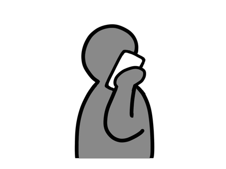 スマホで電話する人のイラスト素材　 棒人間,人物,スマホ,携帯電話,ピクトグラム,シンプル,手書き,かわいい,おしゃれ,アイコンのイラスト素材