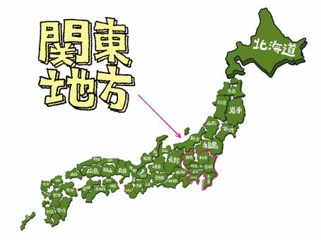 関東地方 関東地方,群馬,埼玉,東京,神奈川,栃木,茨城,千葉,文字絵,地図のイラスト素材