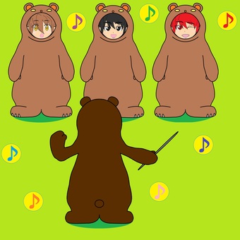 Illustration, bear, chorus, song, 