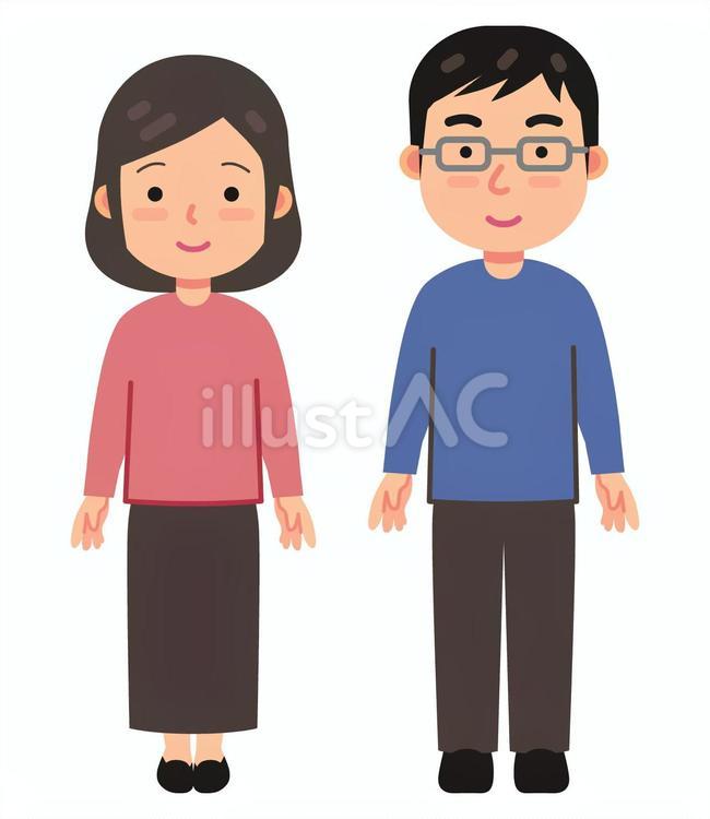 私服の男性女性 人物,男性,女性のイラスト素材