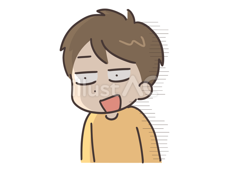 目が笑っていない限界そうな私服の若い男性 男性,悩み,困るのイラスト素材