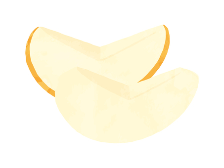 くし切りにした和梨_水彩風 梨,和梨,果物,食べ物,くし切り,くし形,カット,秋,水彩風,かわいいのイラスト素材