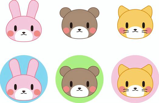 動物の顔イラスト(うさぎ・くま・ねこ) うさぎ,くま,ねこ,ウサギ,クマ,ネコ,兎,熊,猫,動物のイラスト素材