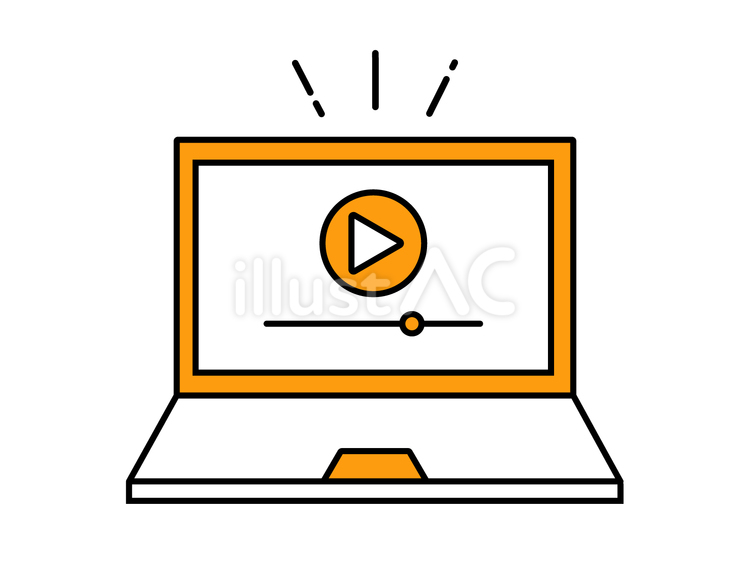 パソコンで動画や音楽の再生 パソコン,ノートパソコン,動画のイラスト素材