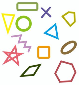 図形色々 図形,色々,カラフル,三角形,四角形,バツ,丸,長方形,台形,星型のイラスト素材