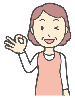  エプロンおばちゃん-017-バスト オッケー,おばちゃん,エプロン,お母さん,ママ,中年,おばさん,主婦,人物,かわいいのイラスト素材
