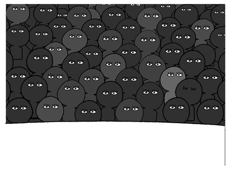 暗闇の中の観客 暗闇,観客,ステージ,シルエット,瞳,目,大勢,手描き,素材,商用可のイラスト素材