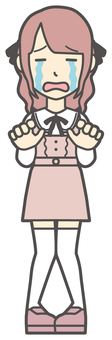  量産型女子-205-全身 涙,地雷系,女性,女の子,ツインテール,量産型,人物,かわいい,号泣,泣くのイラスト素材