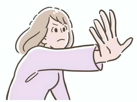 制止する女性 制止,止まれ,止める,断る,拒否,強く,守る,要らない,結構,手のイラスト素材