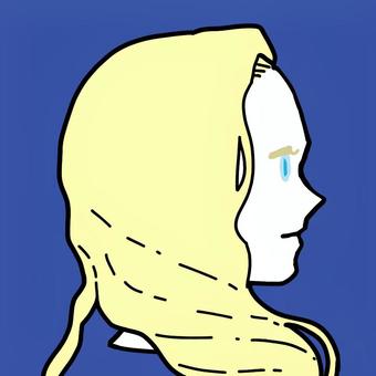 ゆるふわ　金髪　女性　アイコン 女性,人物,可愛い,美人,アイコン,シンプル,顔,ロングヘア,横顔,髪型のイラスト素材